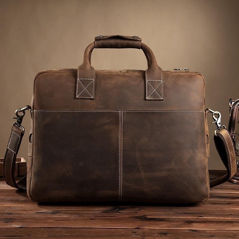 The Welch Briefcase | Vintage Leather Messenger Bag - Curious Cart