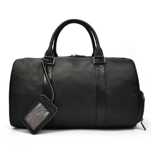 Black Pebbled Leather Weekender - Curious Cart