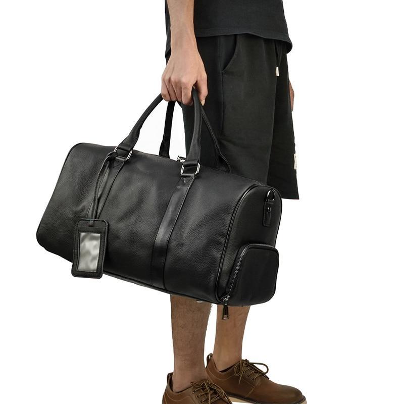 Black Pebbled Leather Weekender - Curious Cart