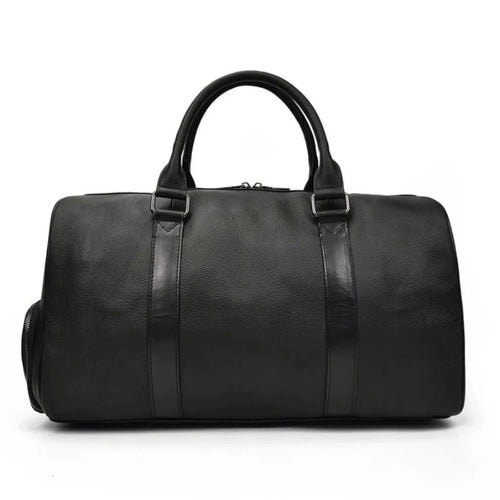 Black Pebbled Leather Weekender - Curious Cart