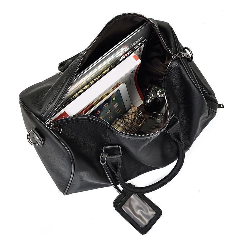 Black Pebbled Leather Weekender - Curious Cart