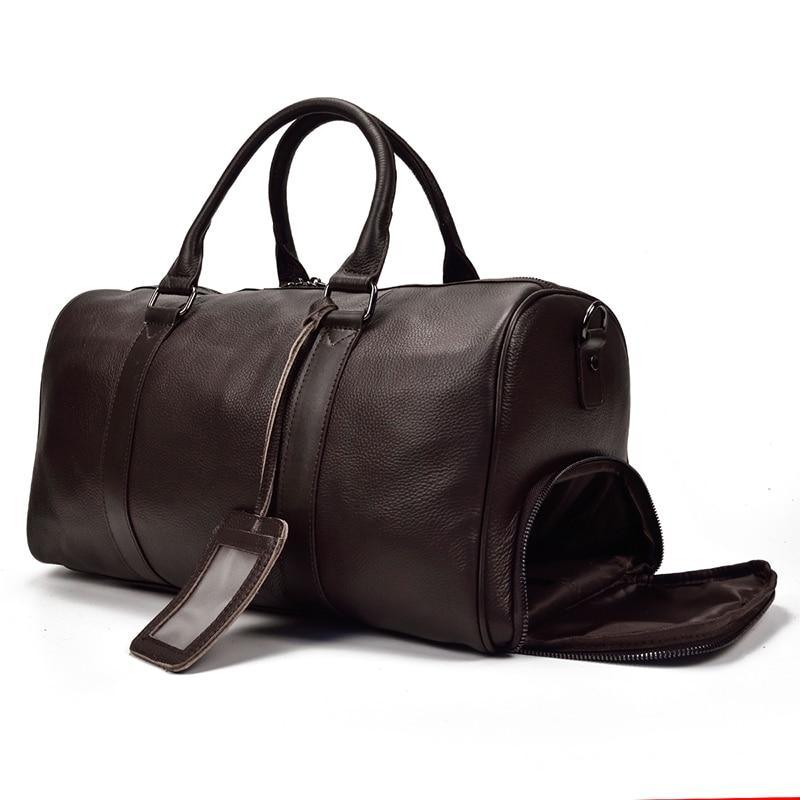 Black Pebbled Leather Weekender - Curious Cart