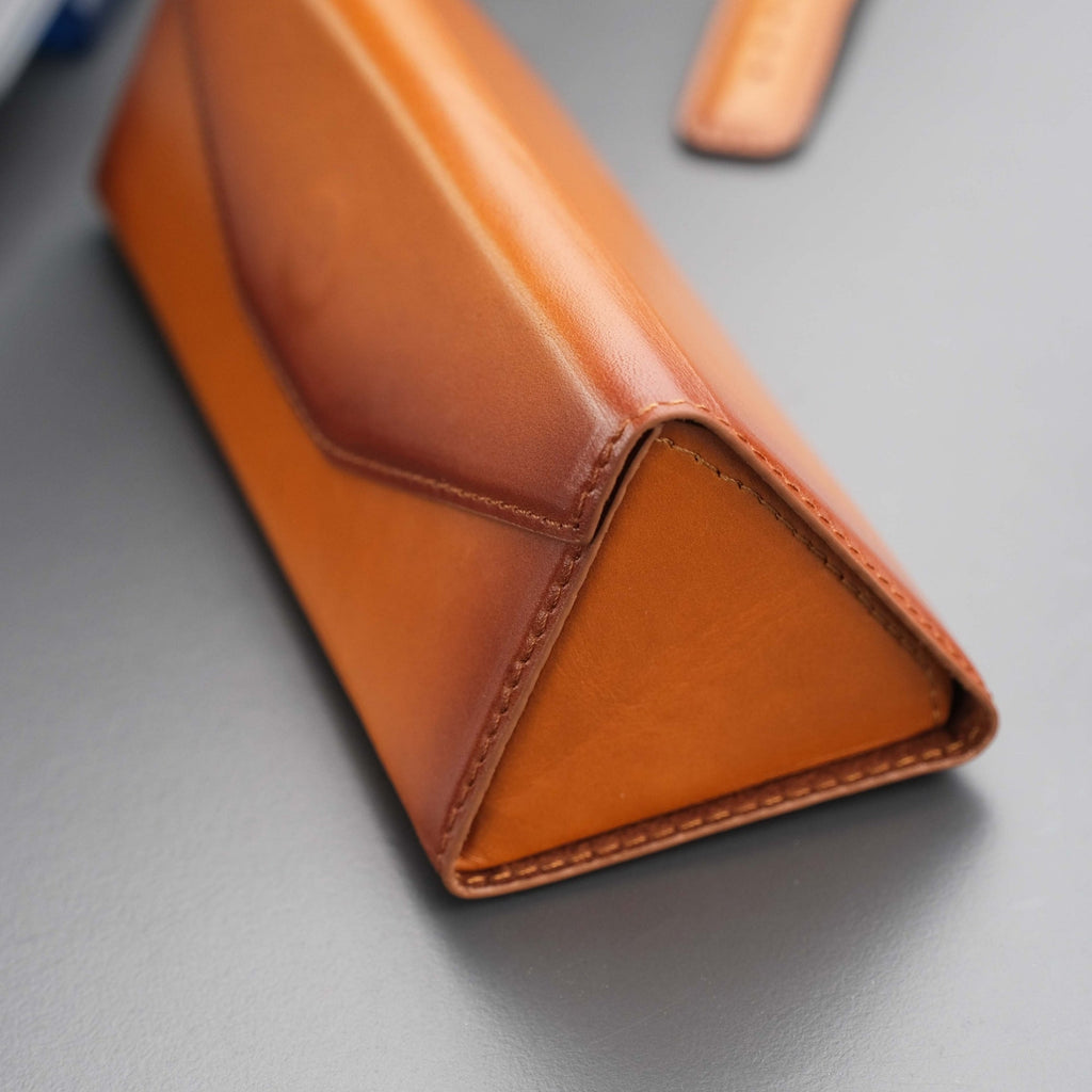 Triangle Leather Glasses Case – Vintage Eyewear Holder - Curious Cart